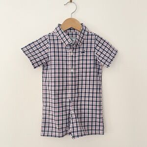 PROPERLY TIED EUC Boys Plaid Preppy Summer Romper